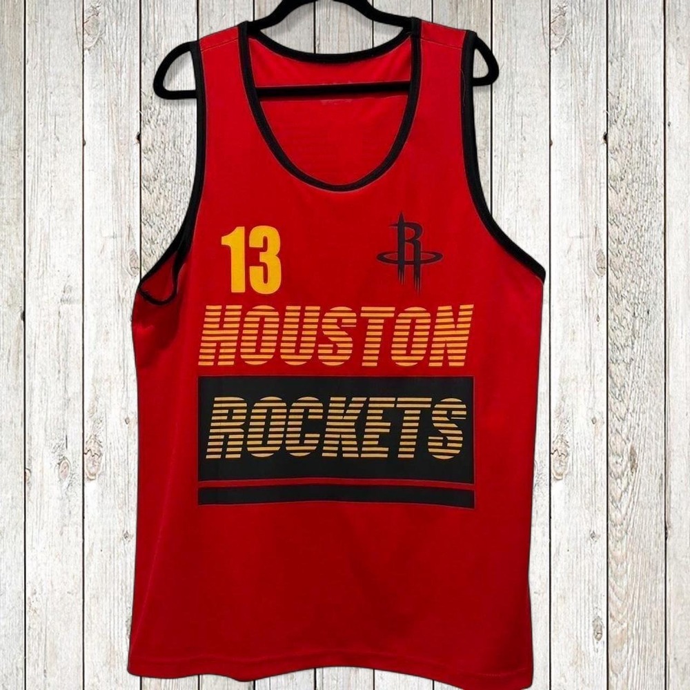 NBA Mens Houston Rockets James Harden 13 Tank Top Red Basketball Jersey XL